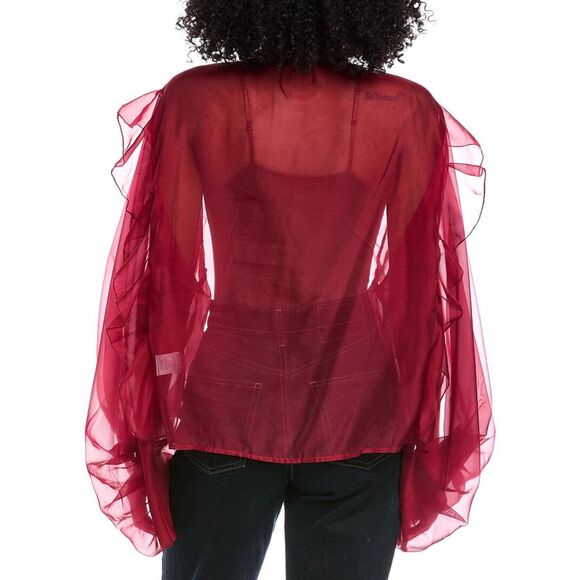 Beulah Womens  Sheer Top, Red - Picture 2 of 3